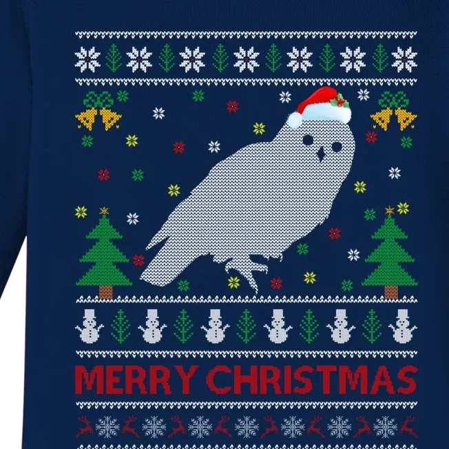 Snowy Owl Bird Lover Ugly Santa Snowy Owl Christmas Gift Baby Long Sleeve Bodysuit