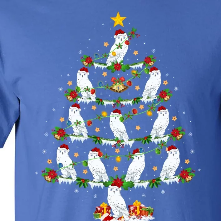 Snowy Owl Bird Lover Xmas Lighting Snowy Owl Christmas Tree Gift Tall T-Shirt