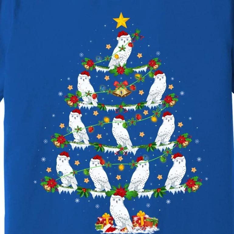 Snowy Owl Bird Lover Xmas Lighting Snowy Owl Christmas Tree Gift Premium T-Shirt