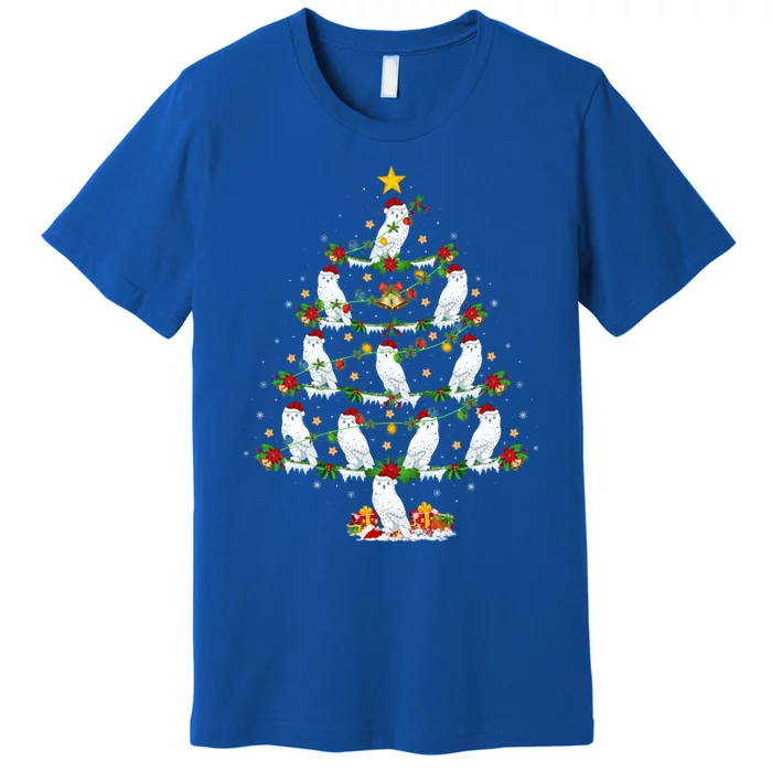 Snowy Owl Bird Lover Xmas Lighting Snowy Owl Christmas Tree Gift Premium T-Shirt