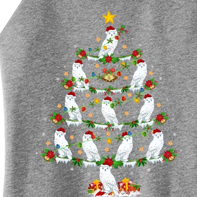 Snowy Owl Bird Lover Xmas Lighting Snowy Owl Christmas Tree Gift Women’s Perfect Tri Rocker Tank