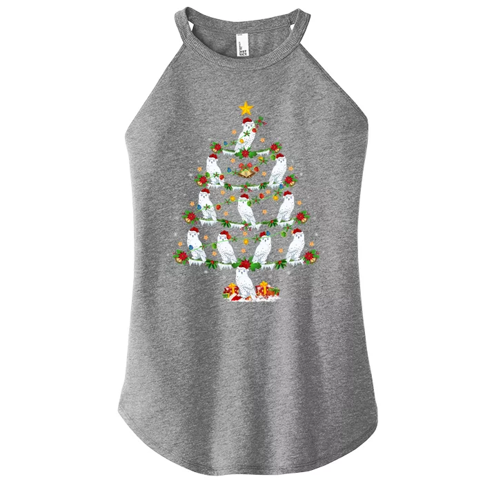 Snowy Owl Bird Lover Xmas Lighting Snowy Owl Christmas Tree Gift Women’s Perfect Tri Rocker Tank