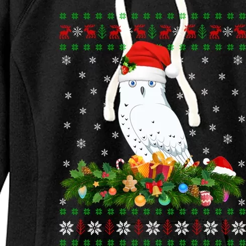 Snowy Owl Bird Lover Xmas Santa Hat Ugly Snowy Owl Christmas Cute Gift Women's Fleece Hoodie