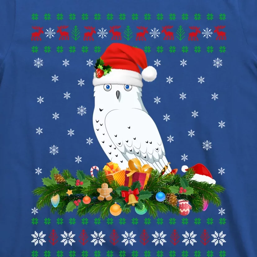 Snowy Owl Bird Lover Xmas Santa Hat Ugly Snowy Owl Christmas Cute Gift T-Shirt