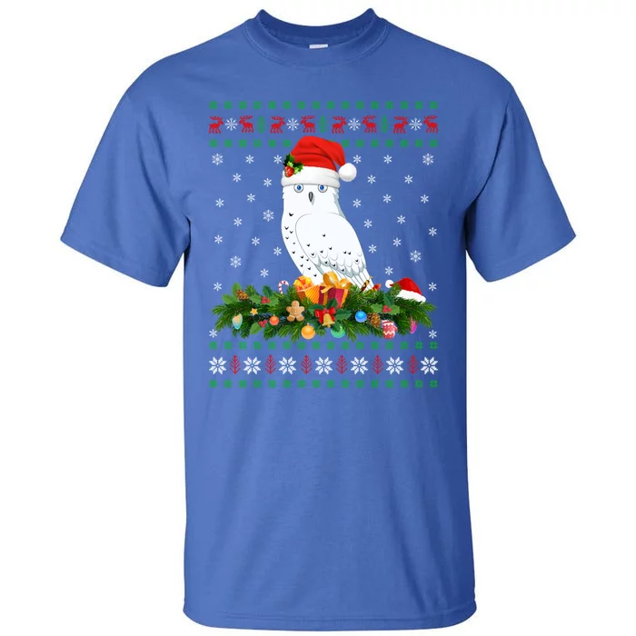 Snowy Owl Bird Lover Xmas Santa Hat Ugly Snowy Owl Christmas Cute Gift Tall T-Shirt