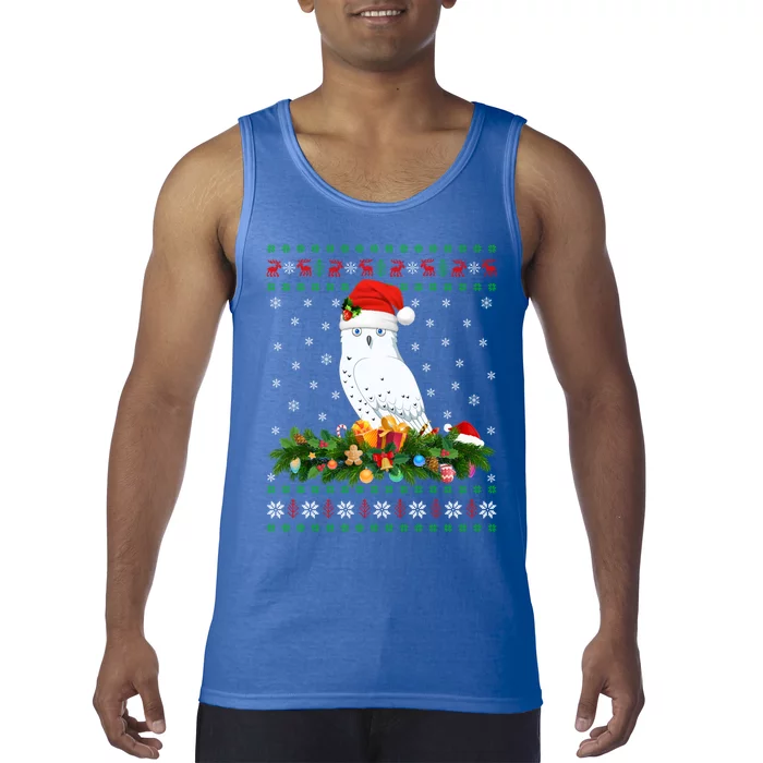 Snowy Owl Bird Lover Xmas Santa Hat Ugly Snowy Owl Christmas Cute Gift Tank Top