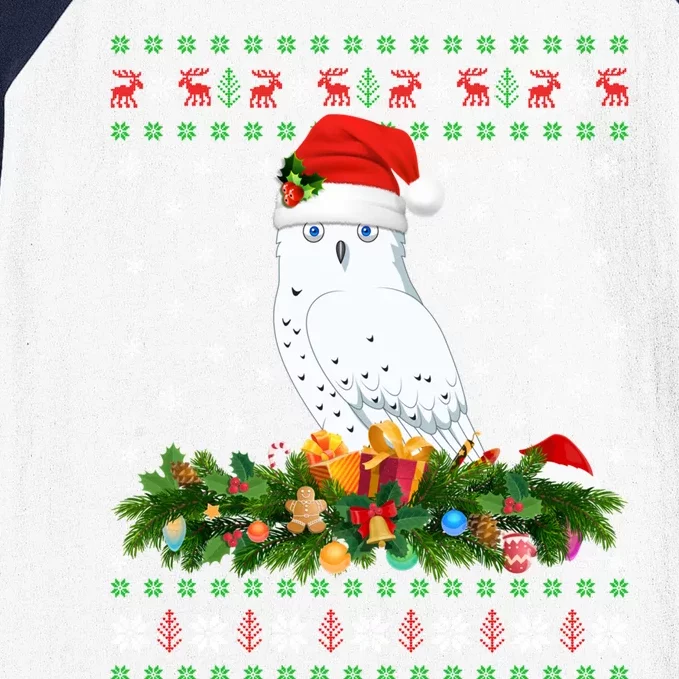 Snowy Owl Bird Lover Xmas Santa Hat Ugly Snowy Owl Christmas Cute Gift Baseball Sleeve Shirt