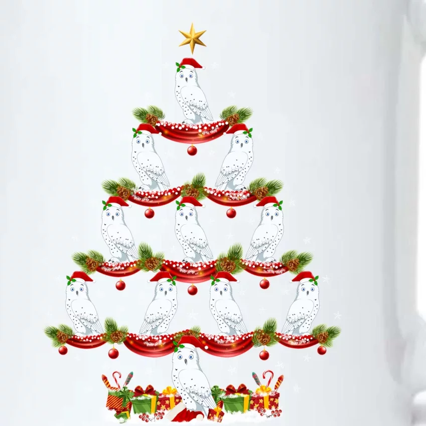 Snowy Owl Bird Xmas Tree Lighting Snowy Owl Christmas Tree Cute Gift Black Color Changing Mug