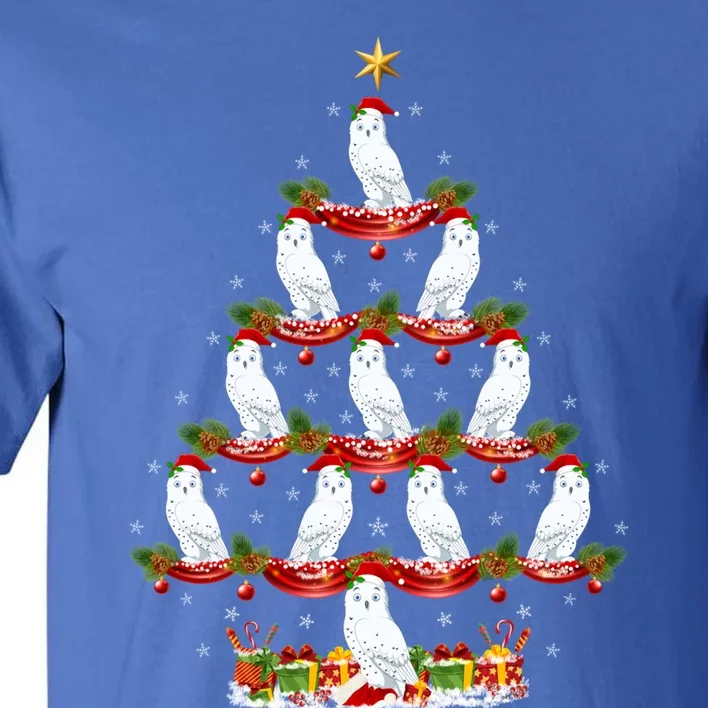 Snowy Owl Bird Xmas Tree Lighting Snowy Owl Christmas Tree Cute Gift Tall T-Shirt