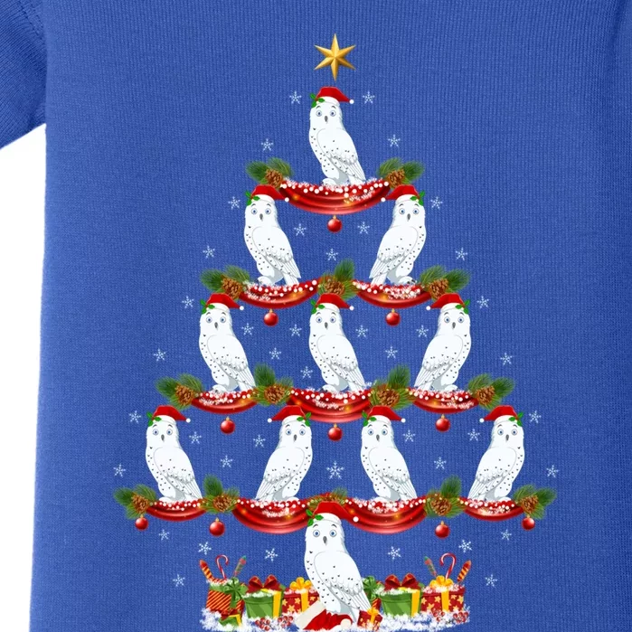 Snowy Owl Bird Xmas Tree Lighting Snowy Owl Christmas Tree Cute Gift Baby Bodysuit