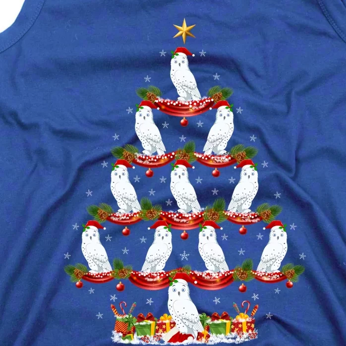 Snowy Owl Bird Xmas Tree Lighting Snowy Owl Christmas Tree Cute Gift Tank Top