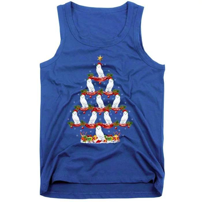 Snowy Owl Bird Xmas Tree Lighting Snowy Owl Christmas Tree Cute Gift Tank Top