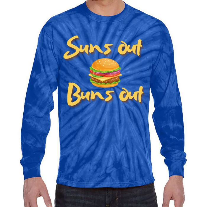 Suns Out Buns Out Cheeseburger Grill Griddle Great Gift Tie-Dye Long Sleeve Shirt