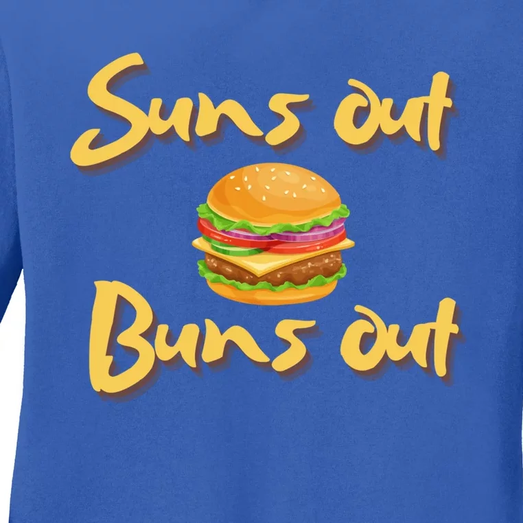 Suns Out Buns Out Cheeseburger Grill Griddle Great Gift Ladies Long Sleeve Shirt