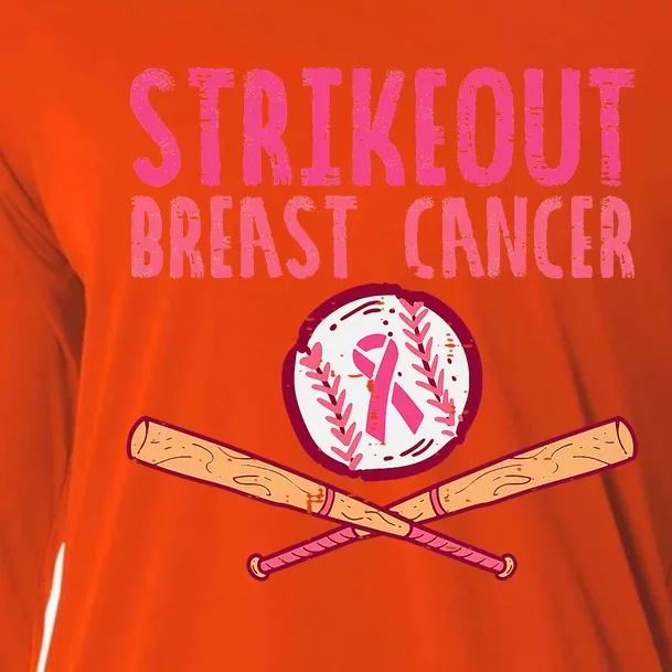 Strike Out Breast Cancer Baseball Fight Awareness Cooling Performance Long Sleeve Crew