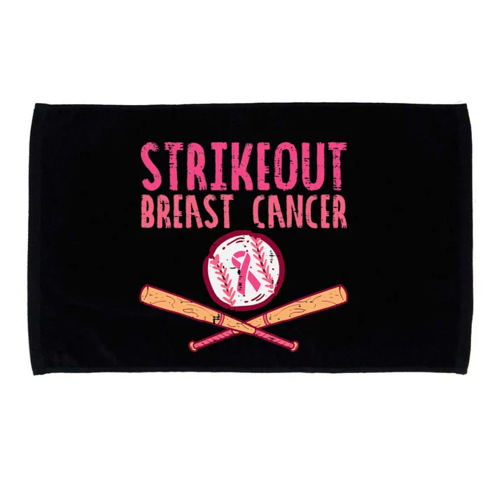 Strike Out Breast Cancer Baseball Fight Awareness Microfiber Hand Towel