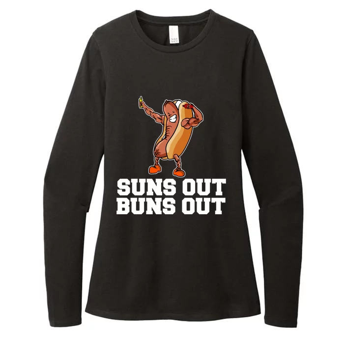 Suns Out Buns Out Funny Hot Dog Cartoon Meaningful Gift Womens CVC Long Sleeve Shirt