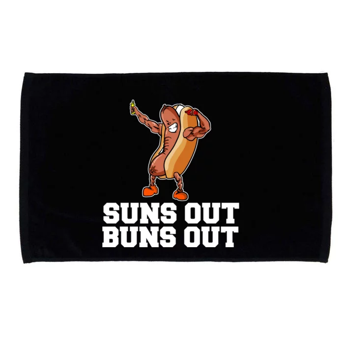 Suns Out Buns Out Funny Hot Dog Cartoon Meaningful Gift Microfiber Hand Towel