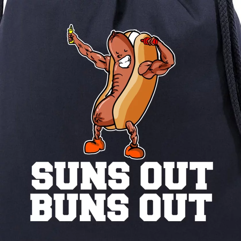 Suns Out Buns Out Funny Hot Dog Cartoon Meaningful Gift Drawstring Bag