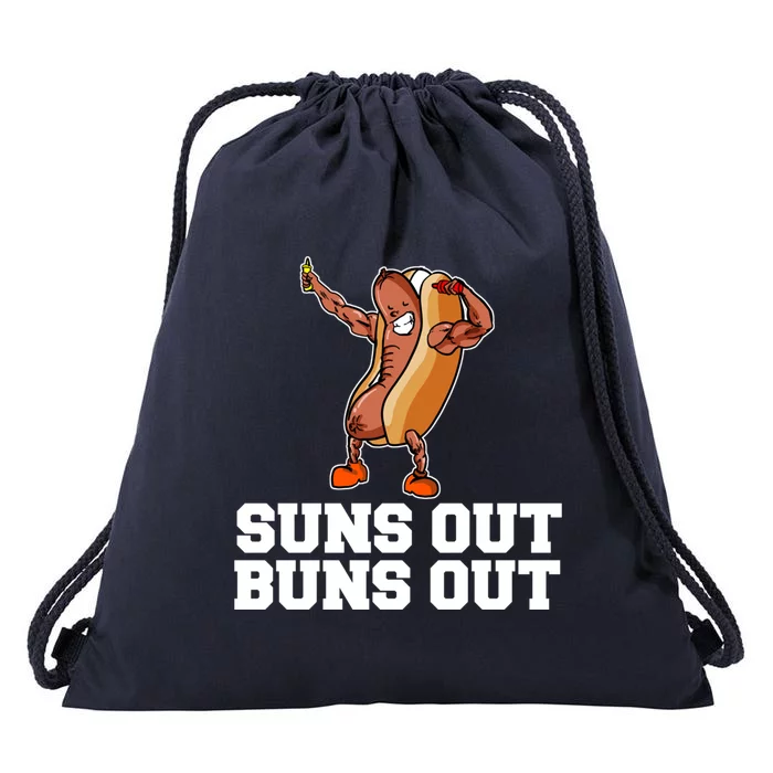 Suns Out Buns Out Funny Hot Dog Cartoon Meaningful Gift Drawstring Bag