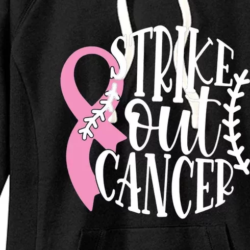 Strike Out Breast Cancer Baseball Fight Awareness Women's Fleece Hoodie