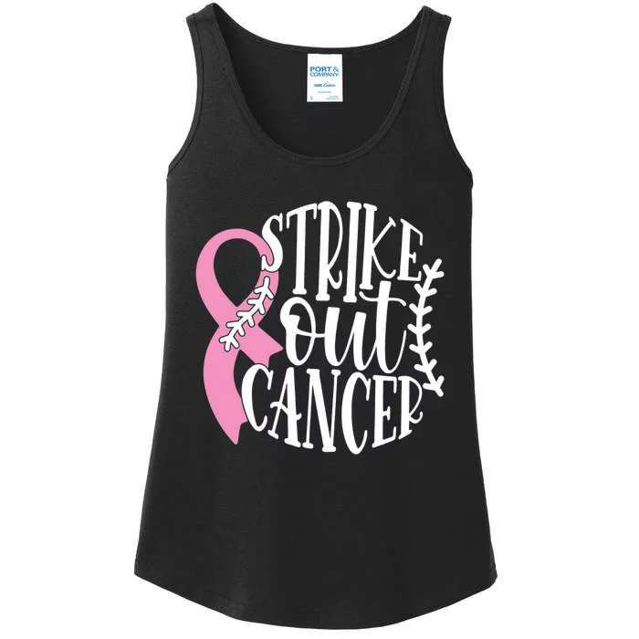 Strike Out Breast Cancer Baseball Fight Awareness Ladies Essential Tank