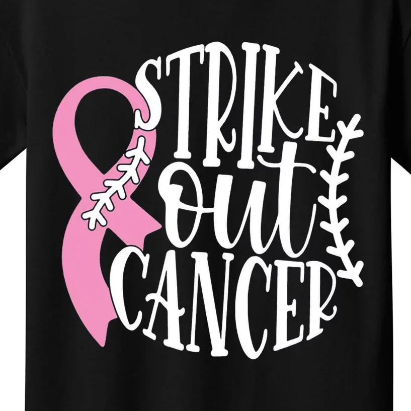 Strike Out Breast Cancer Baseball Fight Awareness Kids T-Shirt