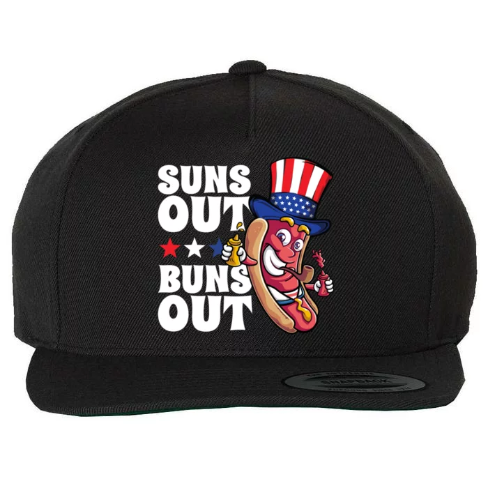 Suns Out Buns Out Funny Hot Dog Patriotic Usa 4th Of July Meaningful Gift Wool Snapback Cap