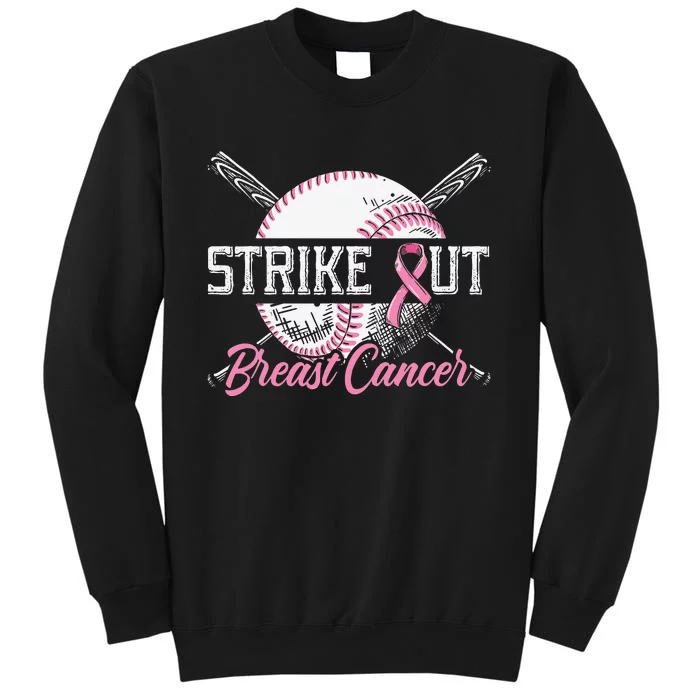 Strike Out Breast Cancer Awareness Baseball Pink Ribbon Tall Sweatshirt