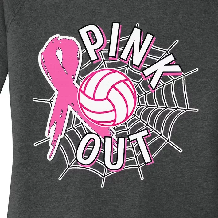 Spike Out Breast Cancer Warrior Volleyball Pink Ribbon Women's Perfect Tri Tunic Long Sleeve Shirt