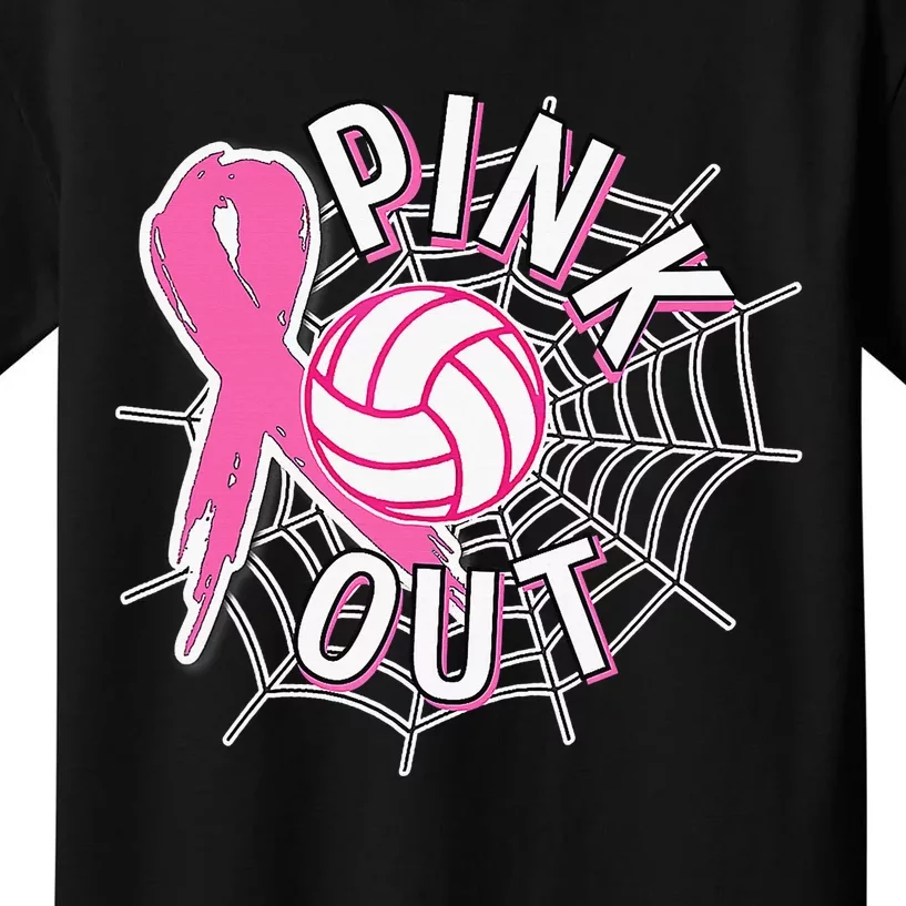 Spike Out Breast Cancer Warrior Volleyball Pink Ribbon Kids T-Shirt