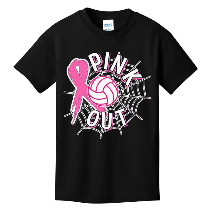 Spike Out Breast Cancer Warrior Volleyball Pink Ribbon Kids T-Shirt