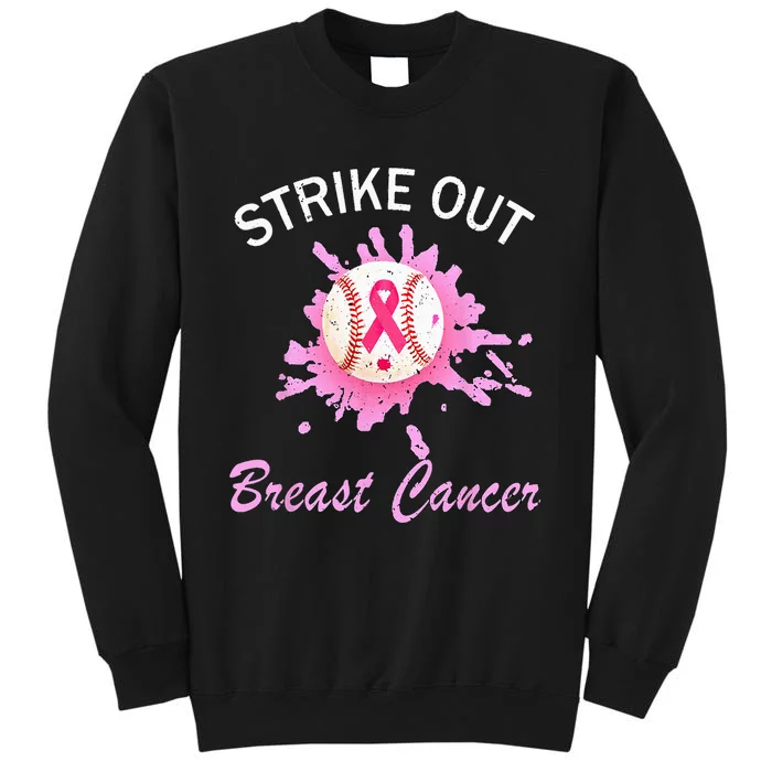 Strike Out Breast Cancer Awareness Baseball Pink Ribbon Tall Sweatshirt