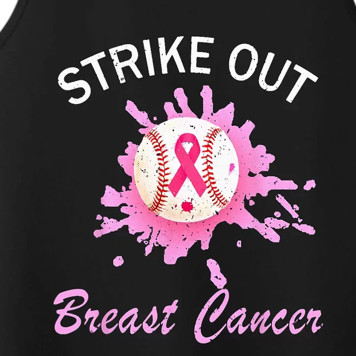 Strike Out Breast Cancer Awareness Baseball Pink Ribbon Performance Tank