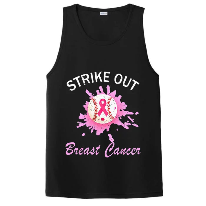 Strike Out Breast Cancer Awareness Baseball Pink Ribbon Performance Tank