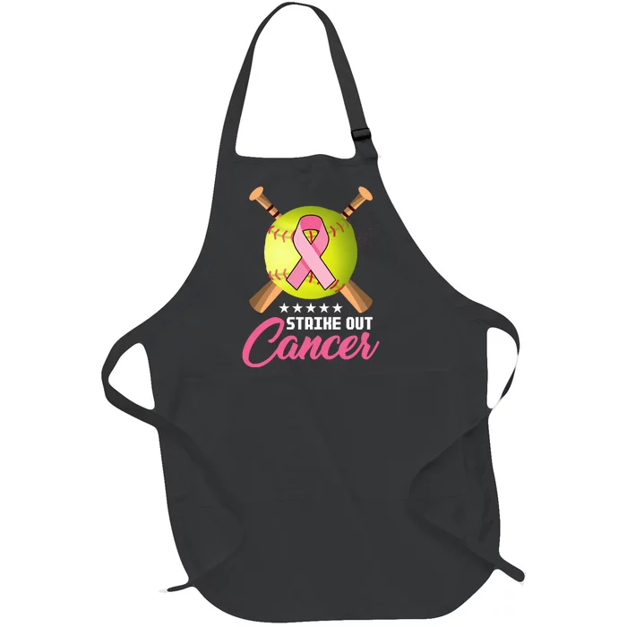 Strike Out Breast Cancer Awareness Baseball Full-Length Apron With Pocket