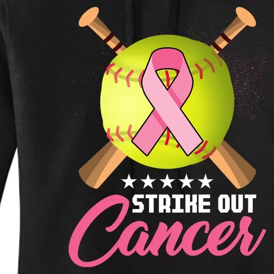 Strike Out Breast Cancer Awareness Baseball Women's Pullover Hoodie