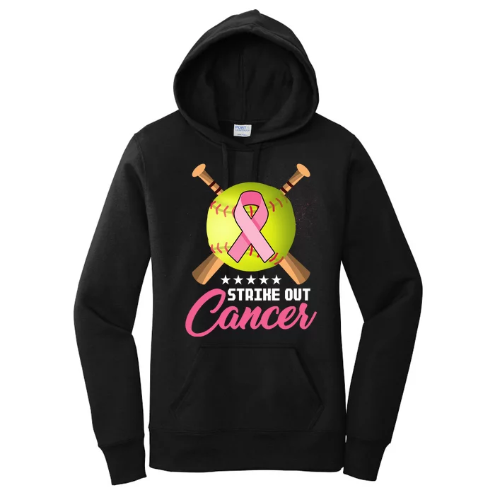 Strike Out Breast Cancer Awareness Baseball Women's Pullover Hoodie