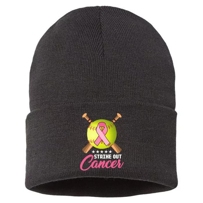 Strike Out Breast Cancer Awareness Baseball Sustainable Knit Beanie