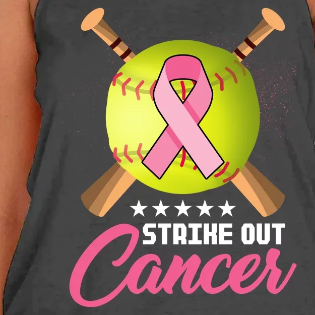 Strike Out Breast Cancer Awareness Baseball Women's Knotted Racerback Tank