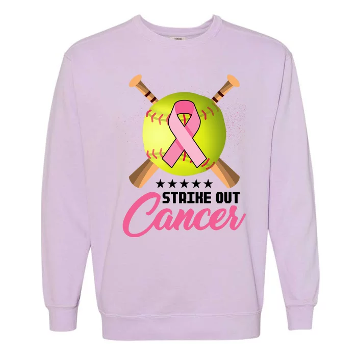 Strike Out Breast Cancer Awareness Baseball Garment-Dyed Sweatshirt