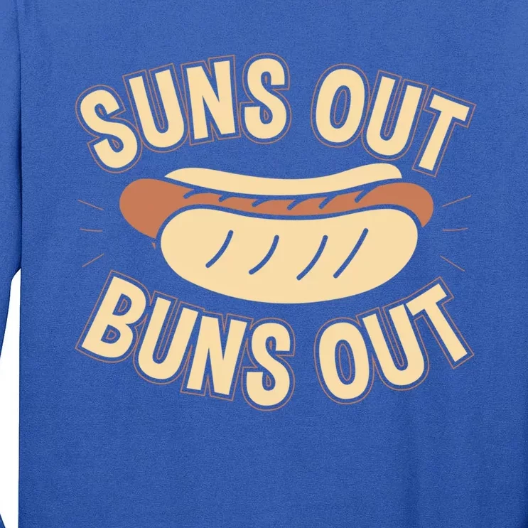 Suns Out Buns Out Hot Dog Pun Food Lovers Gift Tall Long Sleeve T-Shirt