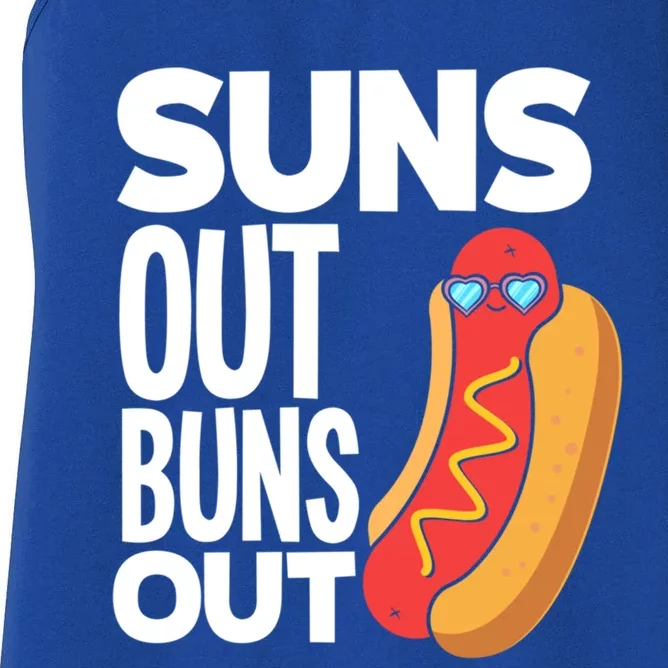 Suns Out Buns Out Hot Dogs Funny Hot Dog Cool Gift Women's Racerback Tank