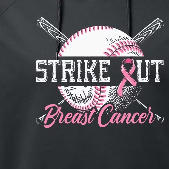 Strike Out Breast Cancer Baseball Breast Cancer Awareness Performance Fleece Hoodie