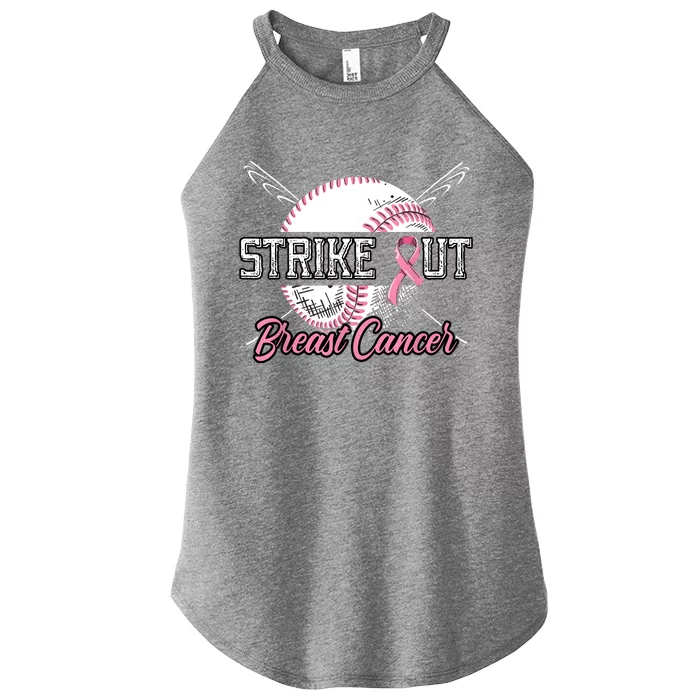 Strike Out Breast Cancer Baseball Pink Ribbon Women’s Perfect Tri Rocker Tank