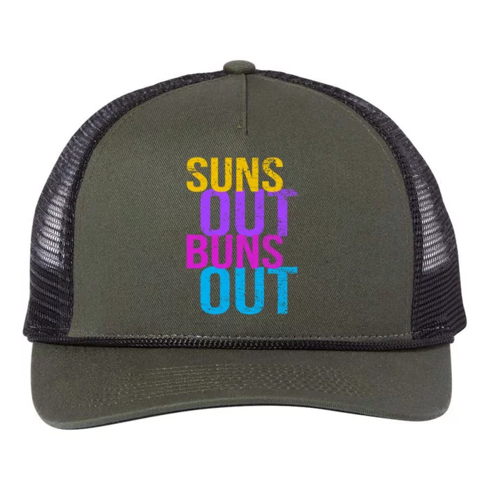 Suns Out Buns Out Print Funny Summer Product Funny Gift Retro Rope Trucker Hat Cap