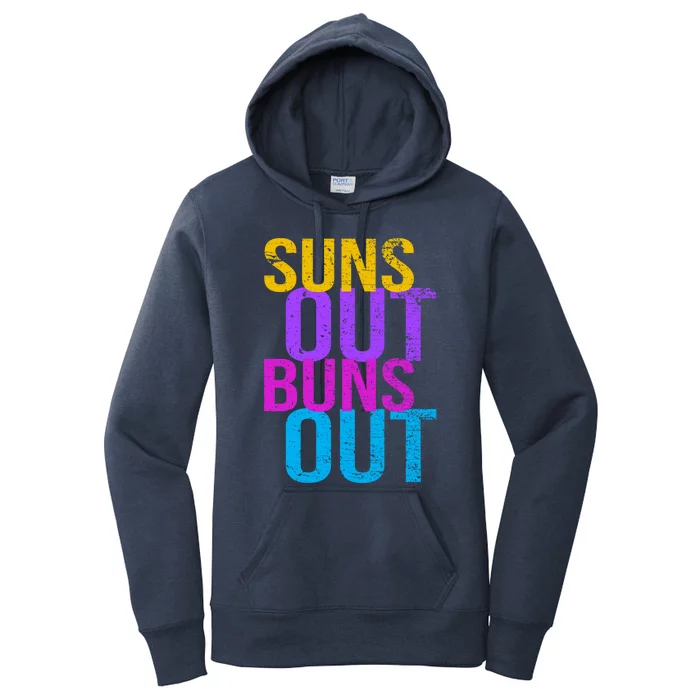 Suns Out Buns Out Print Funny Summer Product Funny Gift Women's Pullover Hoodie