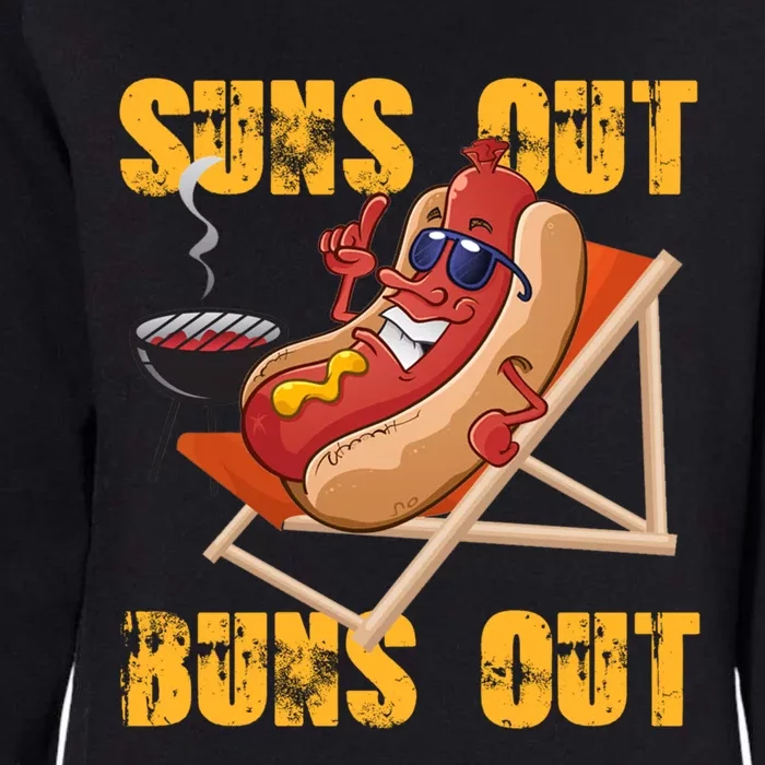 Suns Out Buns Out Sausage Ketchup Mustard Hotdog Mayo Art Gift Womens California Wash Sweatshirt