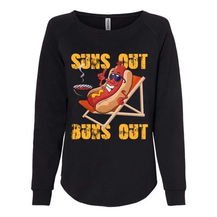 Suns Out Buns Out Sausage Ketchup Mustard Hotdog Mayo Art Gift Womens California Wash Sweatshirt