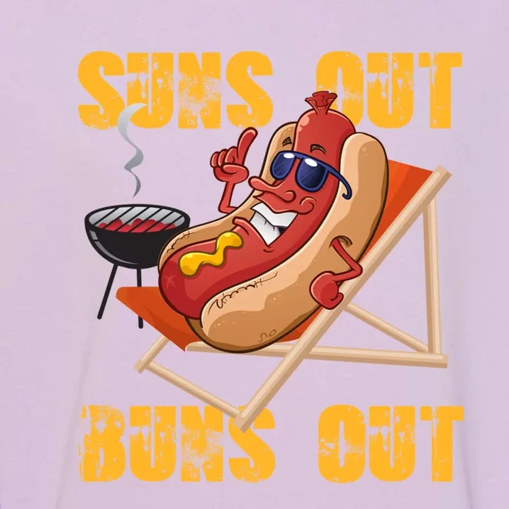 Suns Out Buns Out Sausage Ketchup Mustard Hotdog Mayo Art Gift Garment-Dyed Sweatshirt